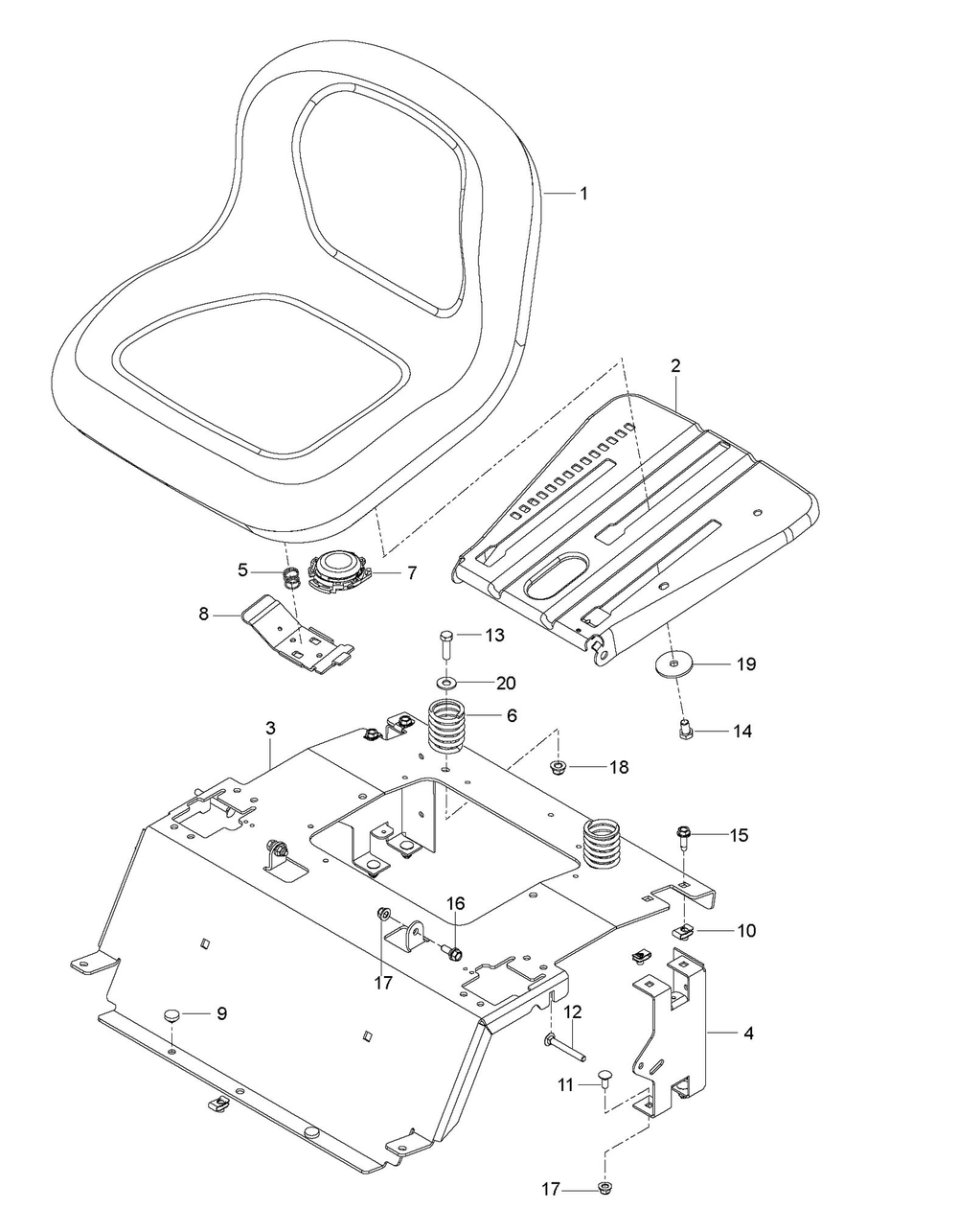 Seat Diagram and Parts List for RZ4824TF  Husqvarna Lawn Tractor