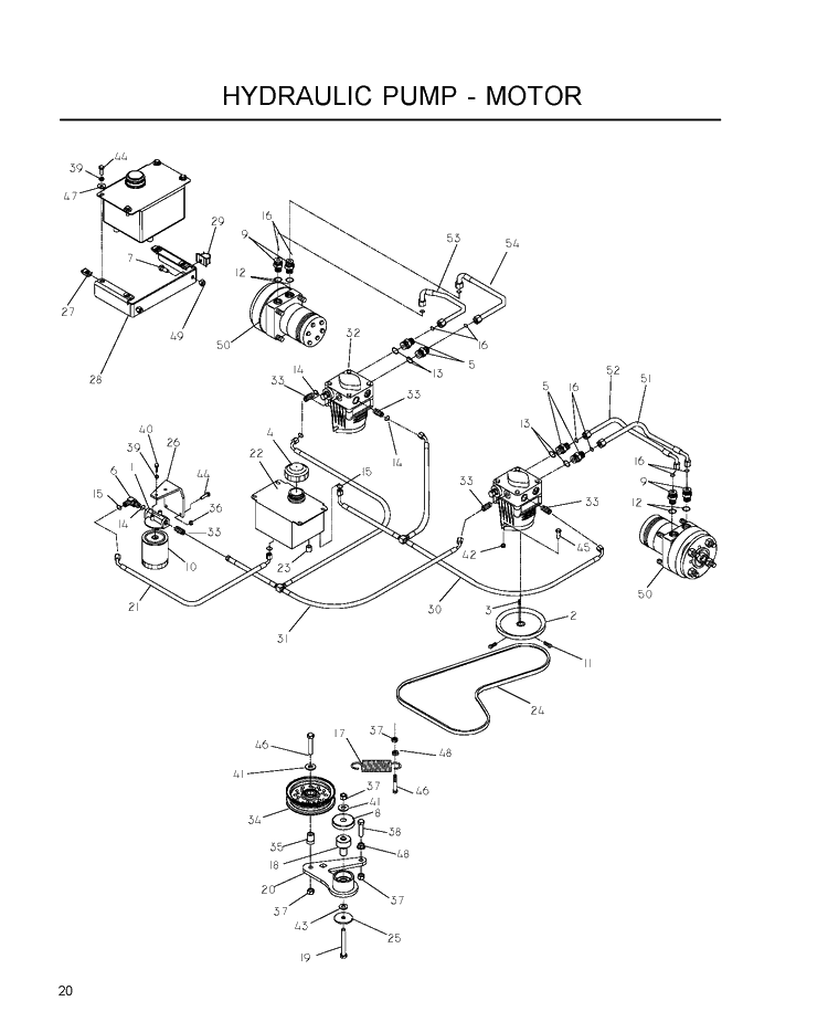 Hydraulic Pump - Motor Diagram and Parts List for IZ5223 (968999707)(2007-09) Husqvarna Lawn Mower