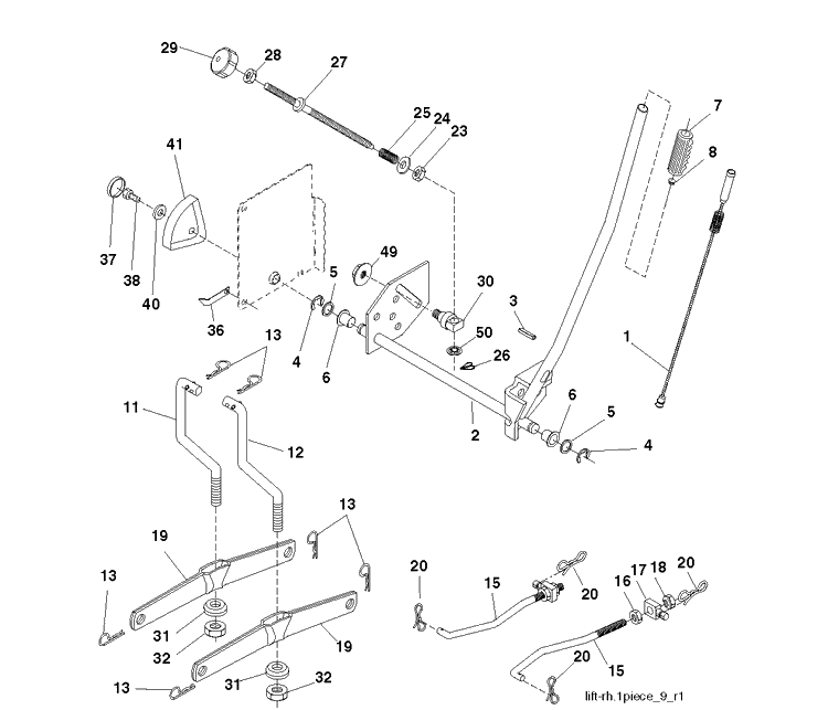 Mower Lift / Deck Lift Diagram and Parts List for CTH150 (96061018103)(2008-09) Husqvarna Lawn Tractor