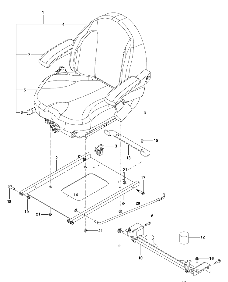Seat Diagram and Parts List for PZ29DCE (966616701)(2012-02) Husqvarna Lawn Mower