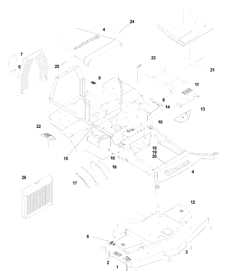 Decals Diagram and Parts List for BZ6127D (968999218) (BAM) (033600000 and Up)(2004-11) Husqvarna Lawn Mower