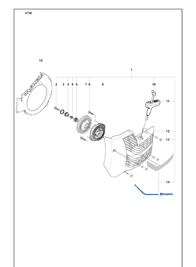 Starter Diagram and Parts List for K750 2008-10 Husqvarna Lawn Tractor Accessories