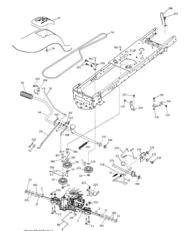 Drive Diagram and Parts List for TS138L  Husqvarna Lawn Tractor