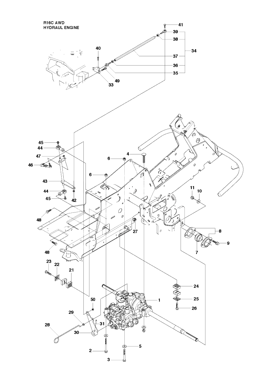 Engine 2 Diagram and Parts List for R16CAWD (966830301)(2010-07) Husqvarna Lawn Tractor