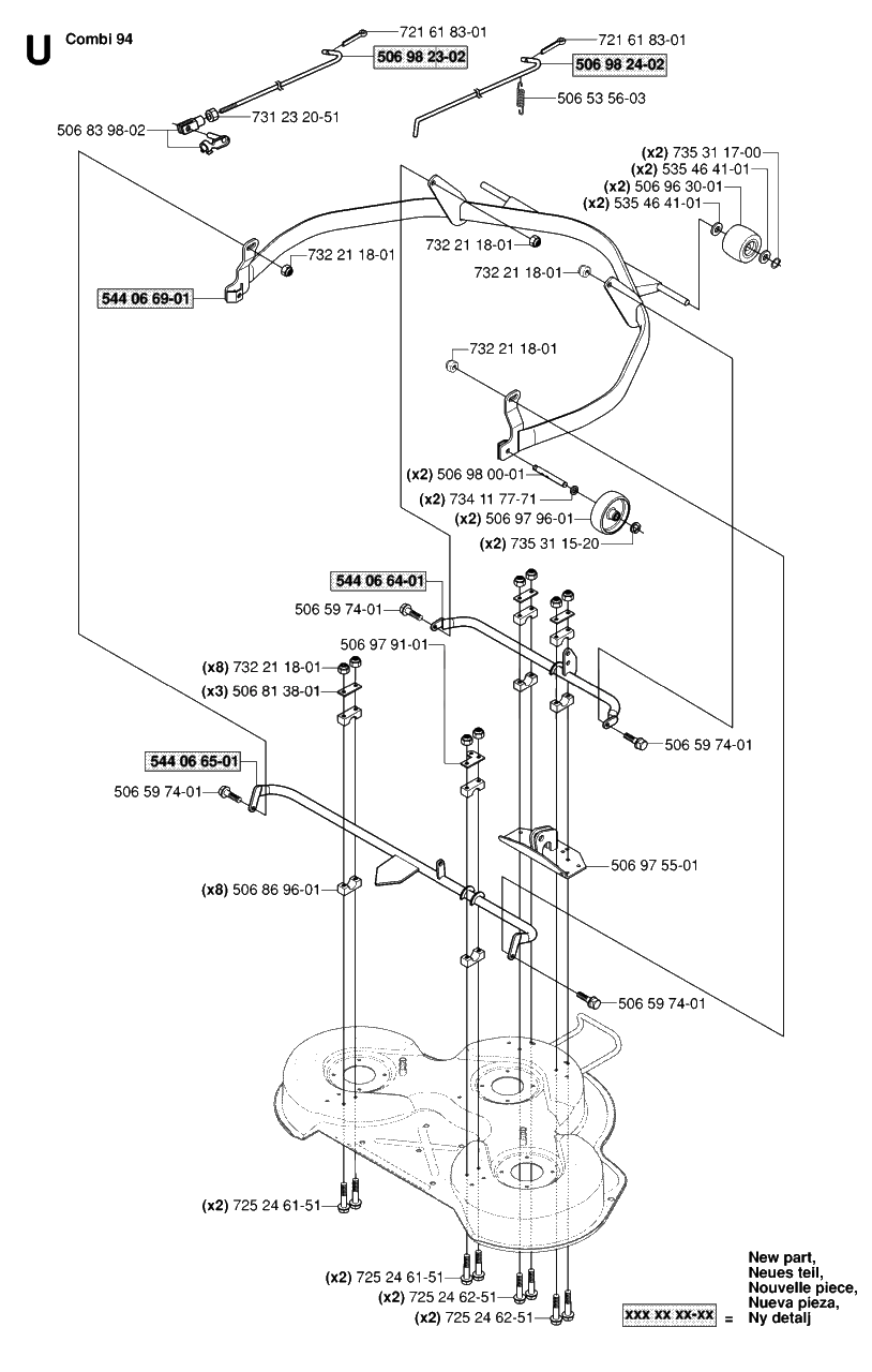 Protection Frame Diagram and Parts List for R13AWD (965079901)(2006-01) Husqvarna Lawn Tractor