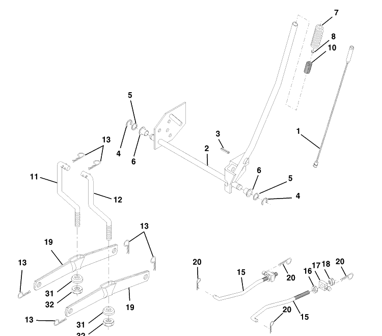 Mower Lift Diagram and Parts List for LTH120 (954140013A)(1997-12) Husqvarna Lawn Mower