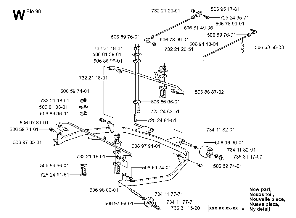 Protection Frame Diagram and Parts List for RIDERPRO18 (953521901)(2004-01) Husqvarna Lawn Tractor