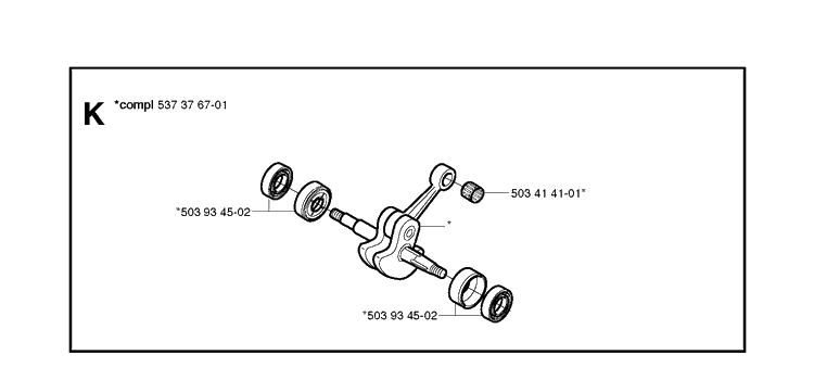 Crankshaft Diagram and Parts List for 336 20051000001-20063600000 Husqvarna Chainsaw