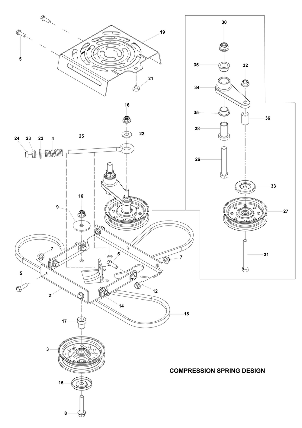 Transmission Diagram and Parts List for MZ54 ROPS Husqvarna Lawn Tractor