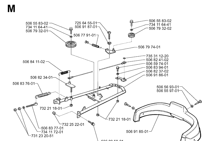 Frame Diagram and Parts List for RIDER970HST 1998-03 Husqvarna Lawn Mower