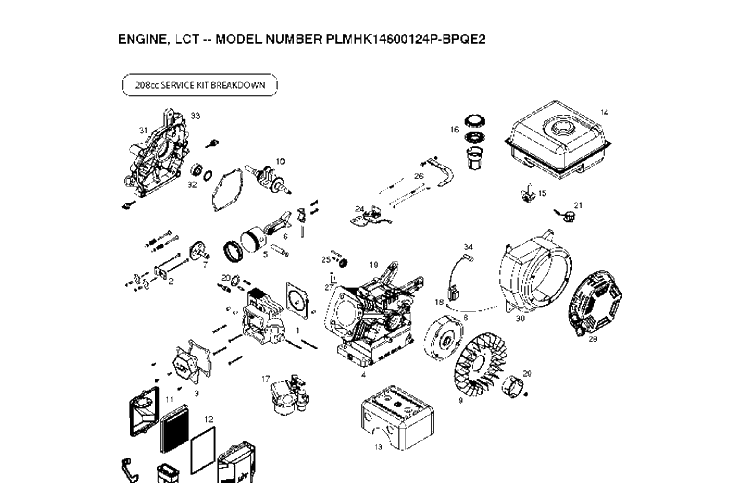 Engine Diagram and Parts List for PLMHK14600124P-BPQE2 2010-11 Husqvarna Engine