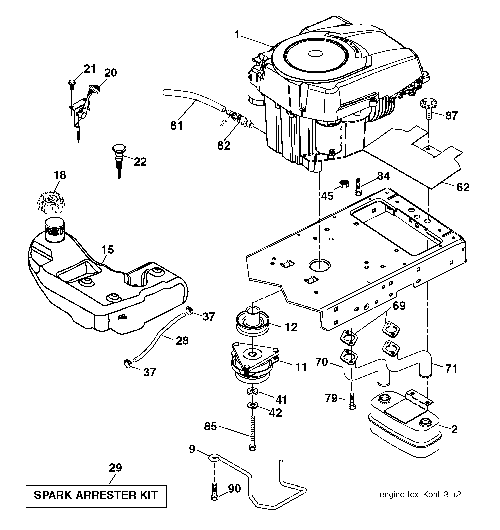 Engine Diagram and Parts List for YTH2754T (96041006202)(2009-02) Husqvarna Lawn Tractor