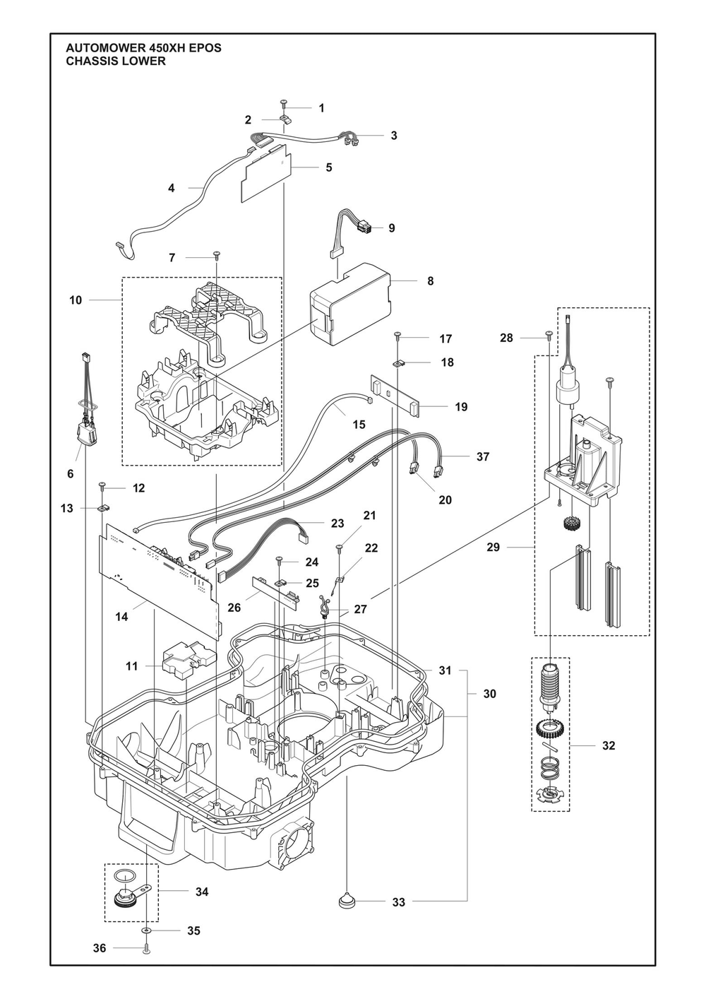 Chassis Lower Diagram and Parts List for 450XHEPOS  Husqvarna Lawn Mower