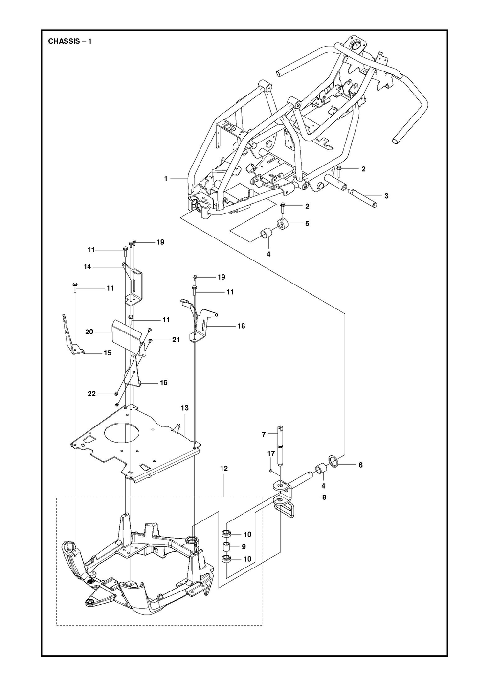 Chassis Rear Diagram and Parts List for R112C2014-2020  Husqvarna Lawn Tractor