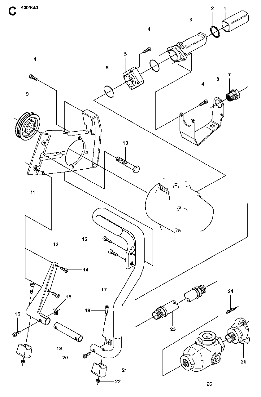 Handle Diagram and Parts List for K40 2009-05 Husqvarna Circular Saw