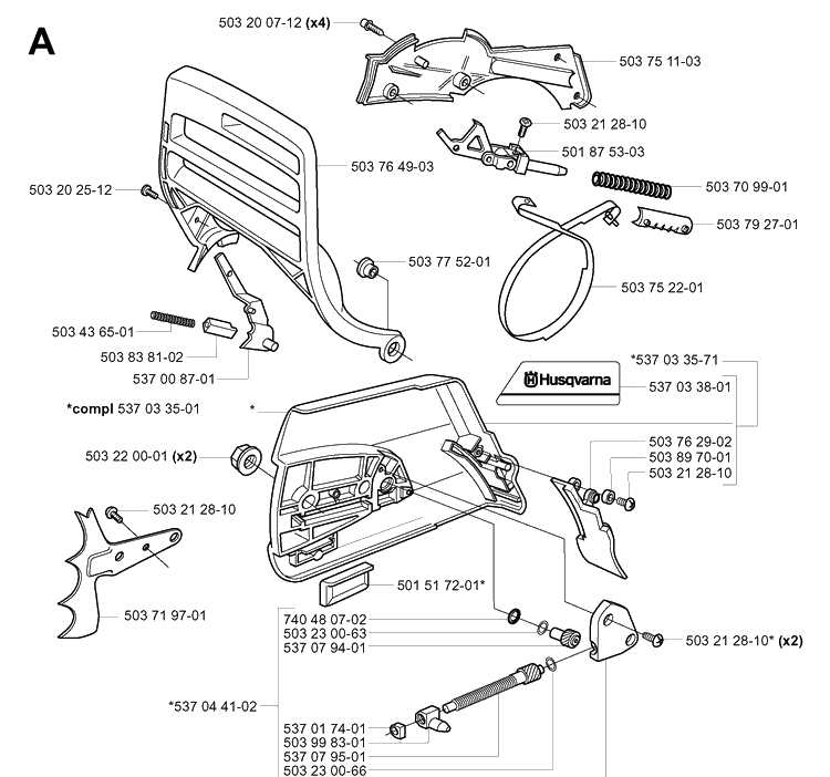 Chain Brake 2 Diagram and Parts List for 365 20034400001-20051800000 Husqvarna Chainsaw