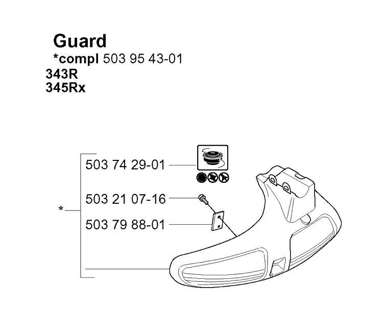 Guards Diagram and Parts List for 20050100001-CURRENT  Husqvarna Edger