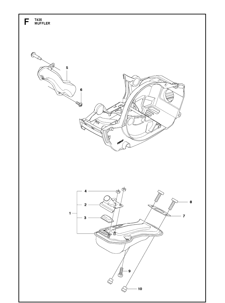 Muffler 2 Diagram and Parts List for T435  Husqvarna Chainsaw