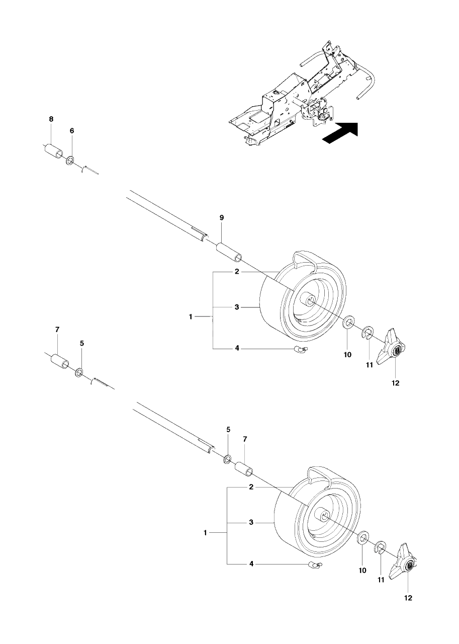 Wheels And Tires Diagram and Parts List for R18AWD (966414101)(2010-07) Husqvarna Lawn Tractor