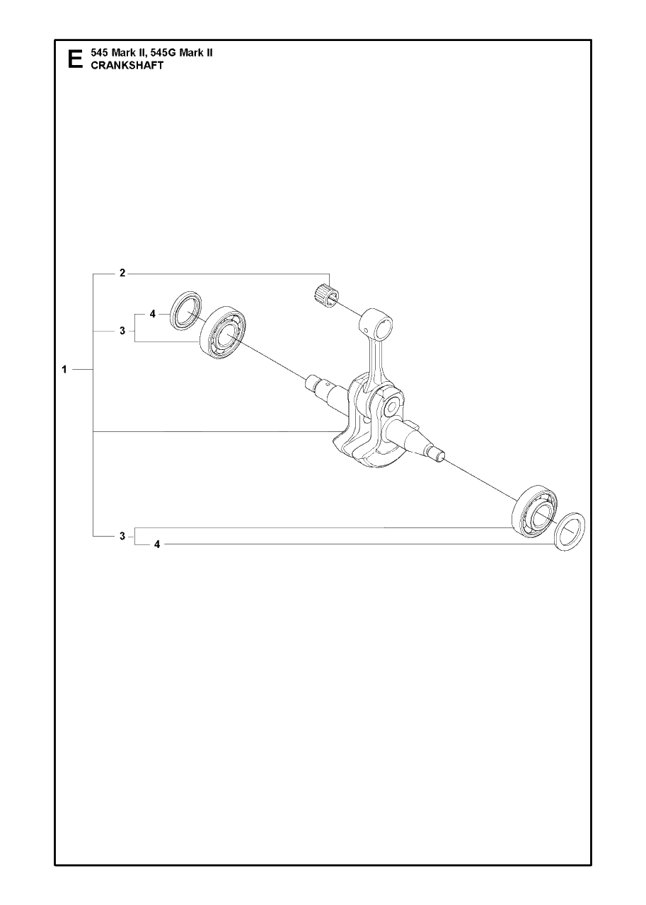 Crankshaft Diagram and Parts List for 545-545G Mark II Husqvarna Chainsaw