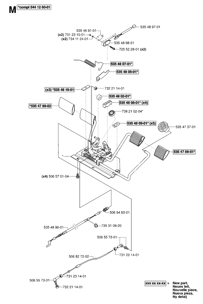 Pedals Diagram and Parts List for R15-V2AWD (965080101)(2006-05) Husqvarna Lawn Tractor