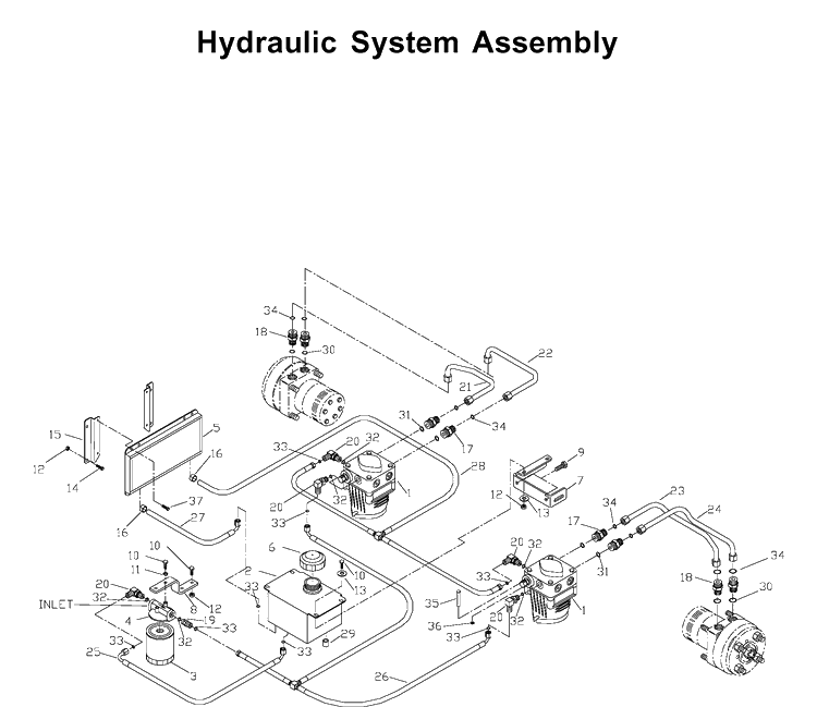 Hydraulic Pump - Motor Diagram and Parts List for ZTH6123 (968999203)(2002-10) Husqvarna Lawn Mower