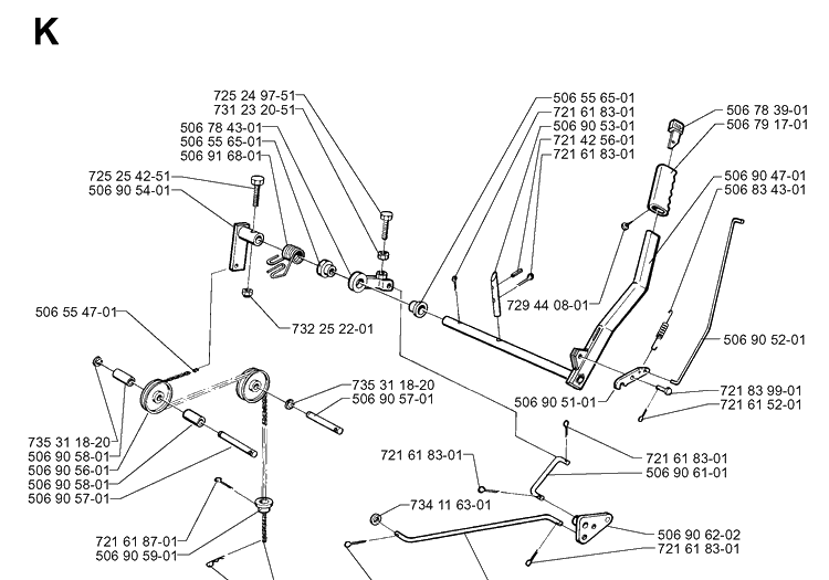 Controls 2 Diagram and Parts List for RIDER970HST 1998-03 Husqvarna Lawn Mower
