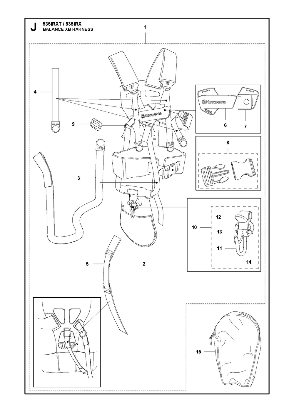 Harness Diagram and Parts List for 535IRX  Husqvarna Brush Cutter