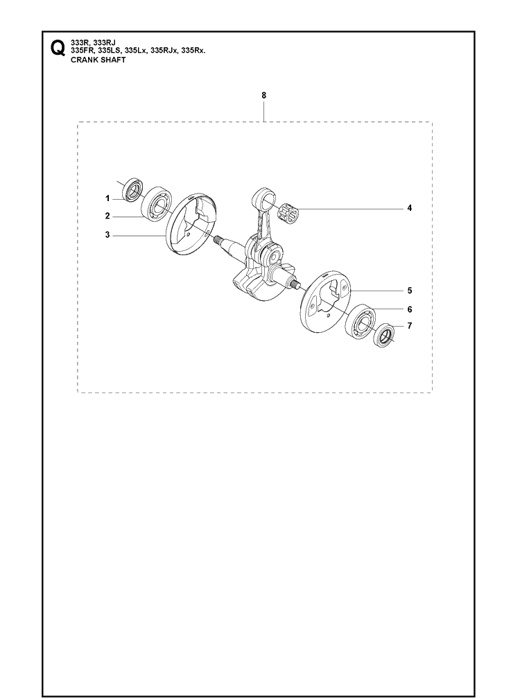 Crankshaft Diagram and Parts List for 335FR  Husqvarna Brush Cutter