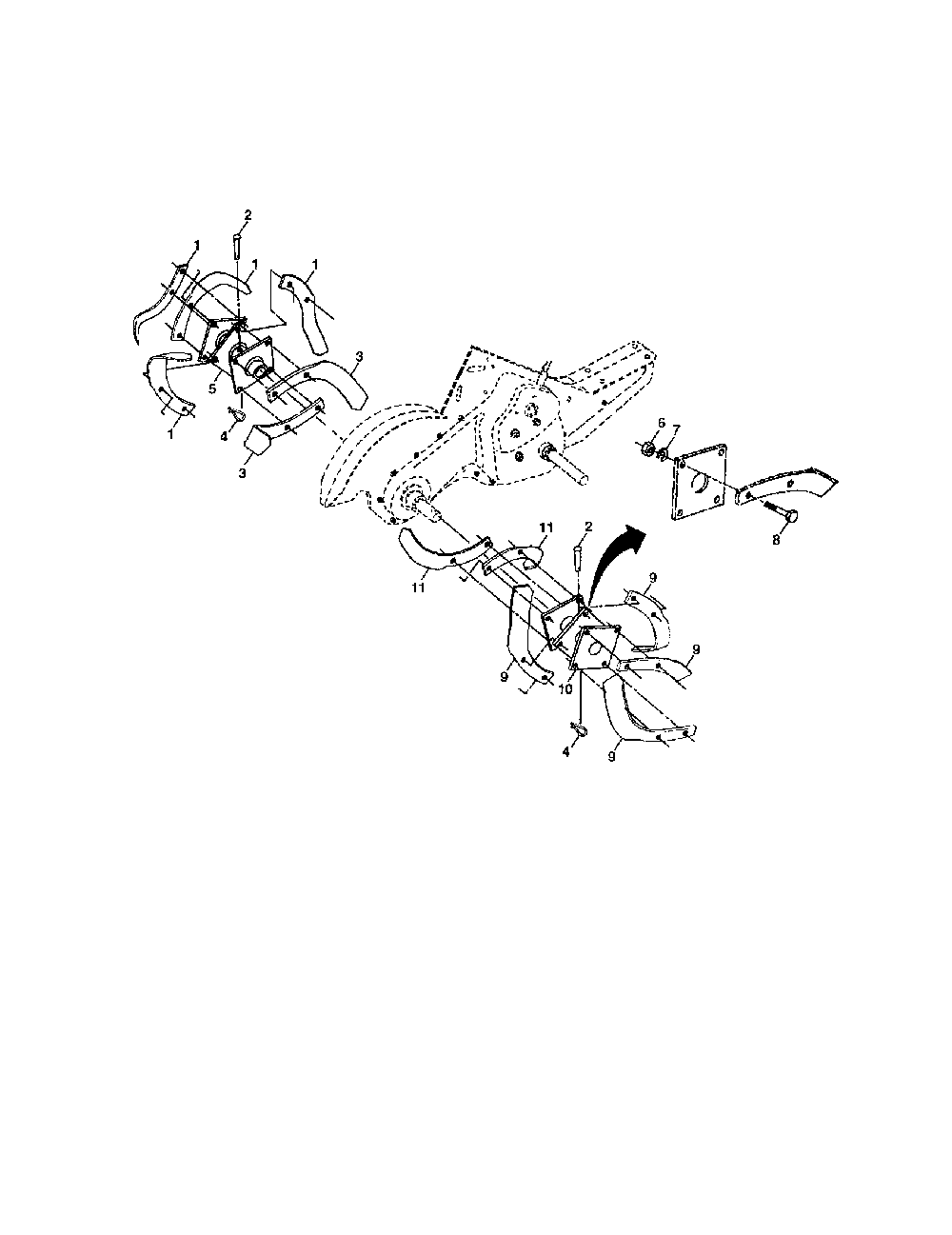 Tine assembly Diagram and Parts List for 917296250  Husqvarna Tiller