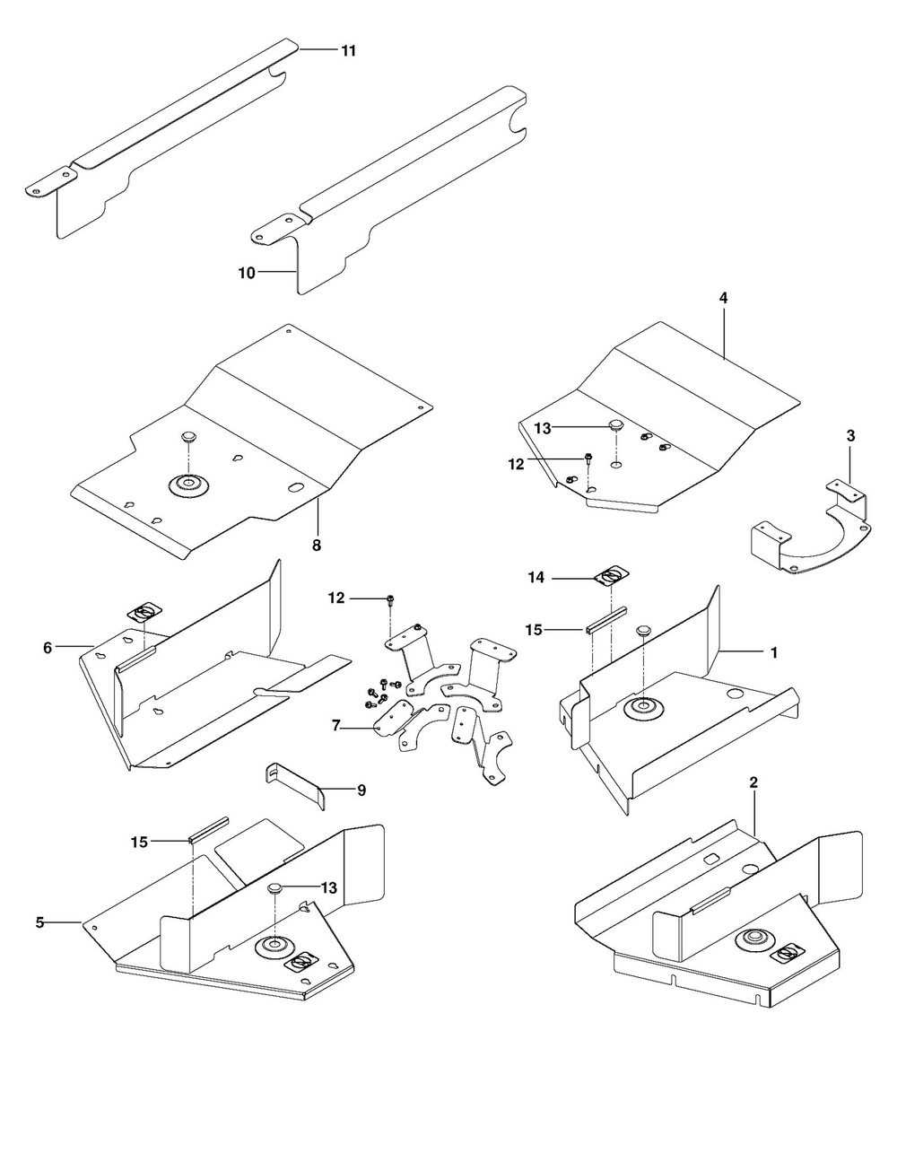 Guards Diagram and Parts List for PZ29D 2011 Husqvarna Lawn Tractor