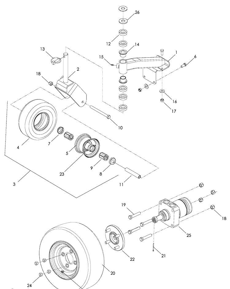 Wheels And Tires Diagram and Parts List for WH5217 (966947003)(2008-10) Husqvarna Lawn Mower