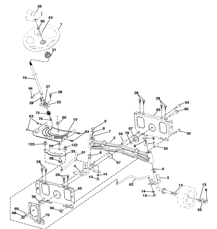 Steering Diagram and Parts List for TS348XD (96041040400)(2018-06) Husqvarna Lawn Tractor
