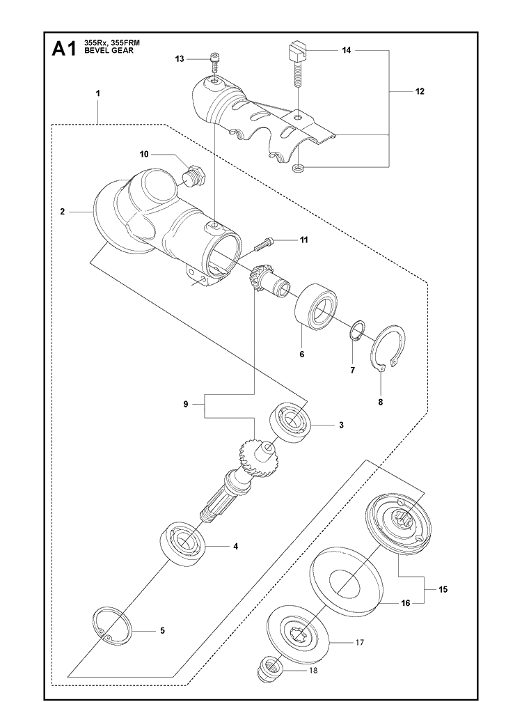 Bevel Gear 3 Diagram and Parts List for 355RX  Husqvarna Brush Cutter