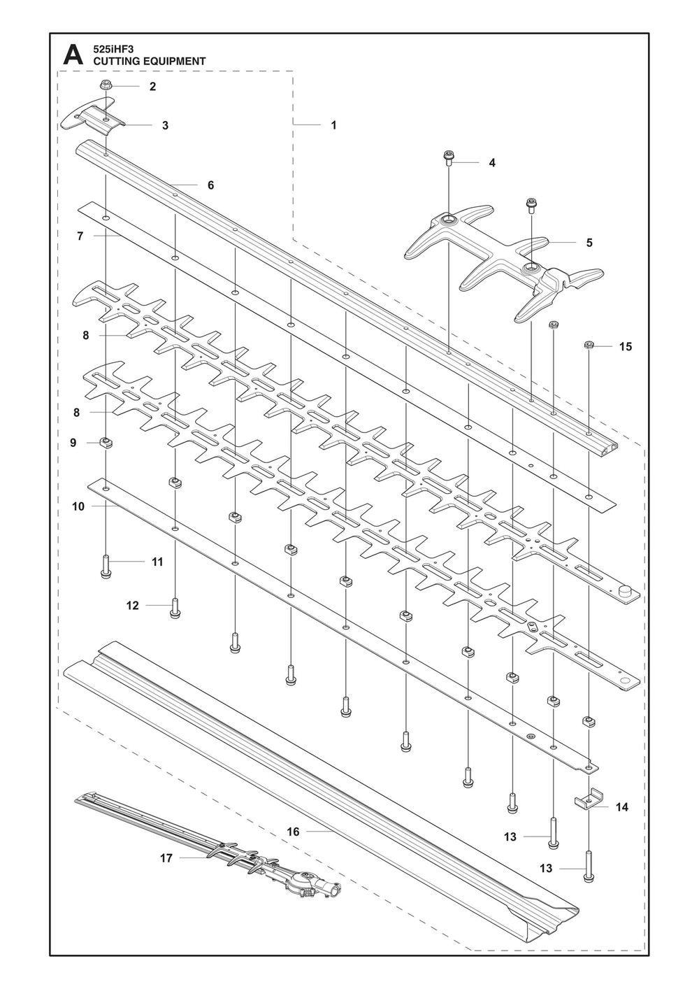 Cutting Equipment Diagram and Parts List for 525IHF3  Husqvarna Trimmer