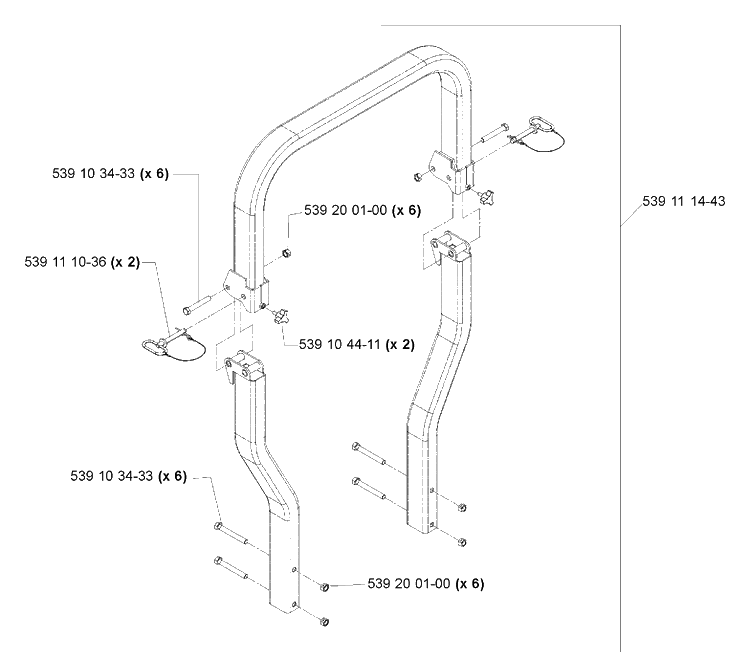 Rops Diagram and Parts List for IZ4217 (968999254)(2005-03) Husqvarna Lawn Mower
