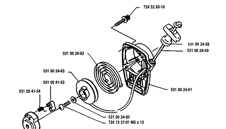 Crankcase Diagram and Parts List for 125RB 1993-01 Husqvarna Brush Cutter