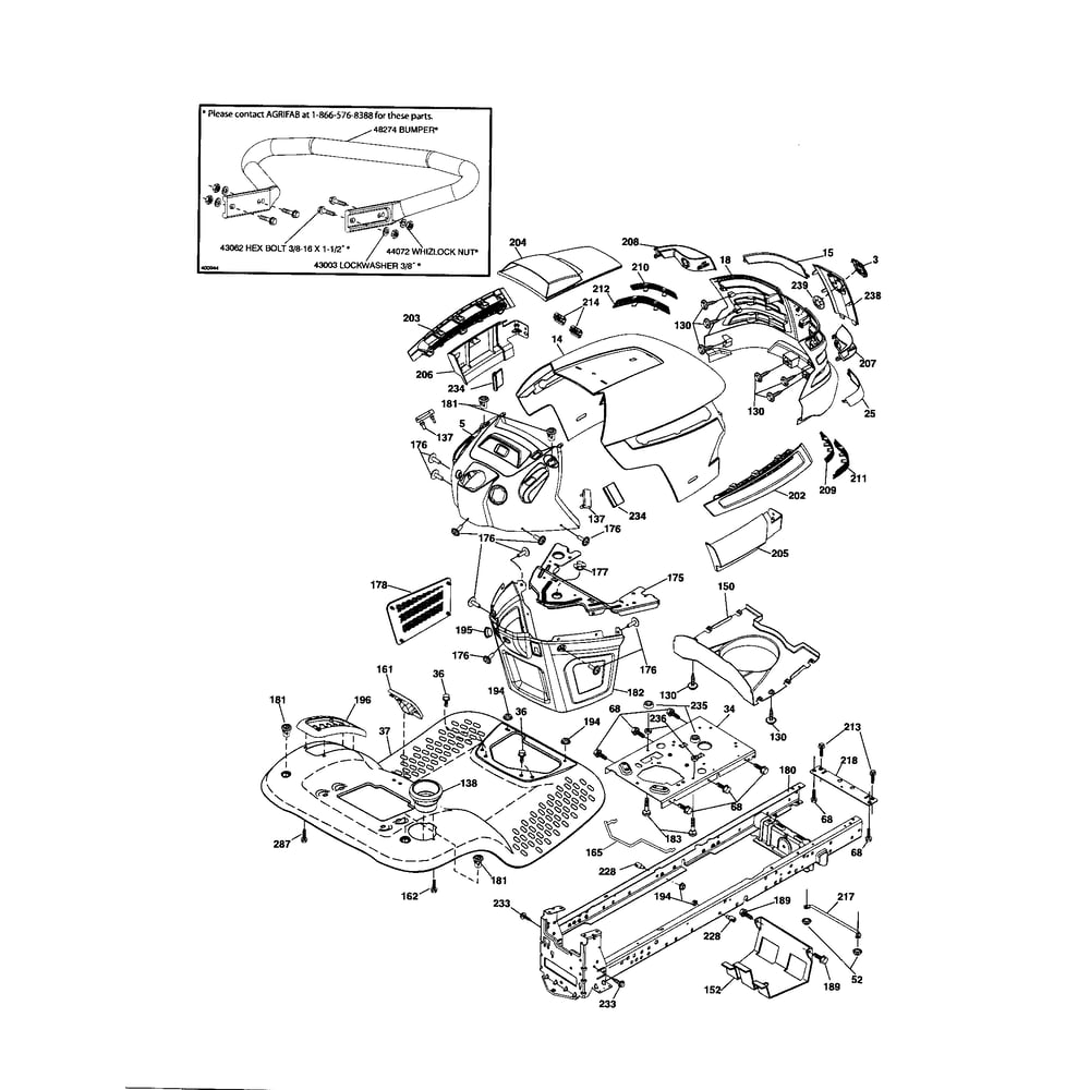 Chassis Diagram and Parts List for 917287561  Husqvarna Lawn Tractor