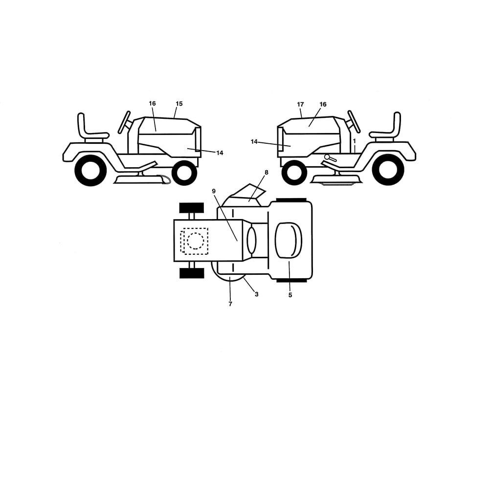 Decals Diagram and Parts List for 917502140  Husqvarna Lawn Tractor
