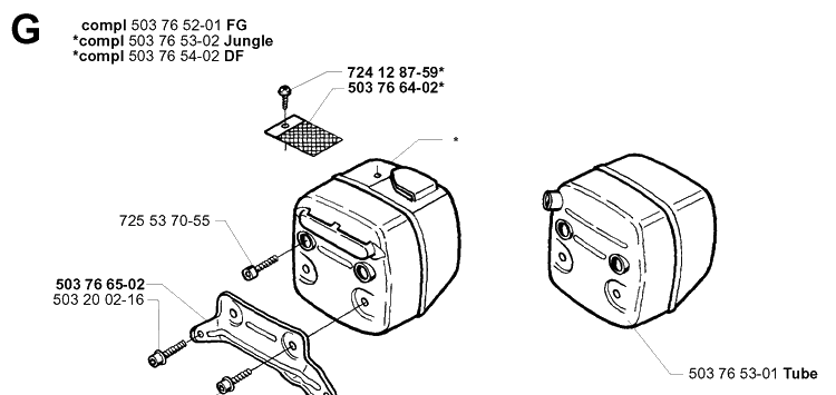 Muffler Diagram and Parts List for 362XP 19994500001-20014000000 Husqvarna Chainsaw