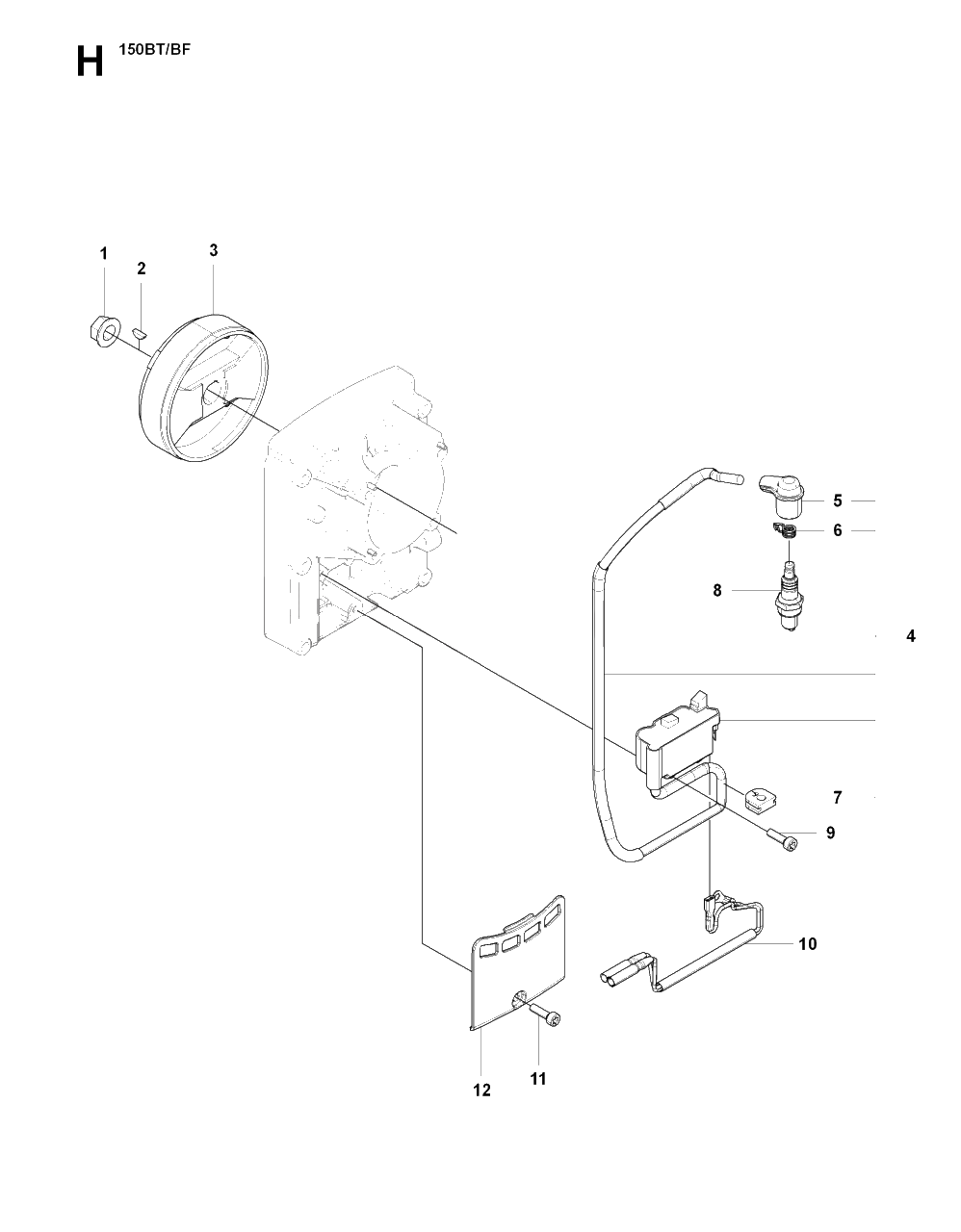 Ignition System Diagram and Parts List for 150BT 20084000001 - 20184199999 Husqvarna Leaf Blower / Vacuum