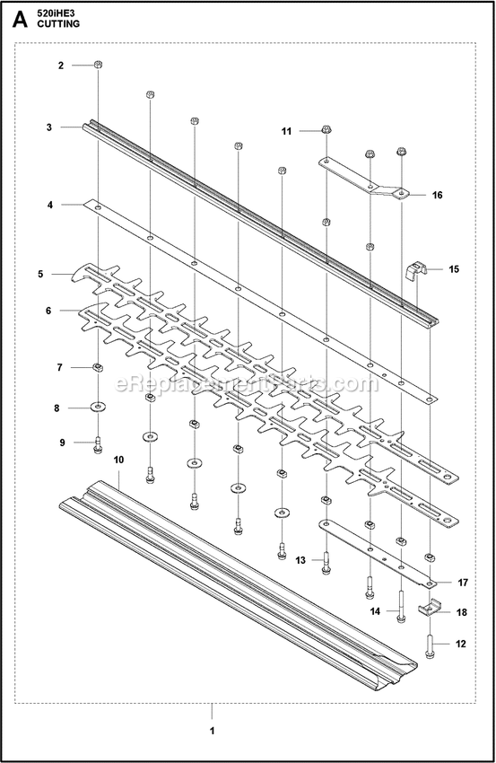 Cutting Equipment Diagram and Parts List for 520IHE3  Husqvarna Trimmer