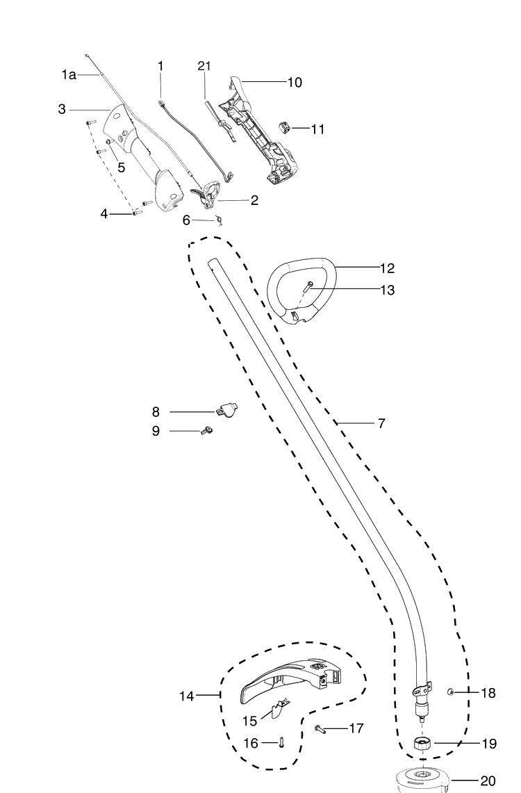 Shaft And Handle Diagram and Parts List for 129C 967193201 Husqvarna Edger