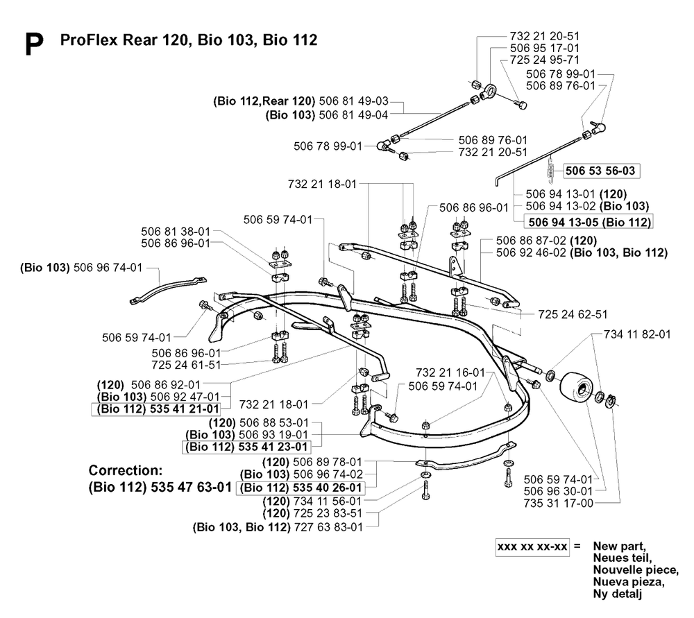 Protection Frame Diagram and Parts List for PF21 2001-02 Husqvarna Lawn Tractor
