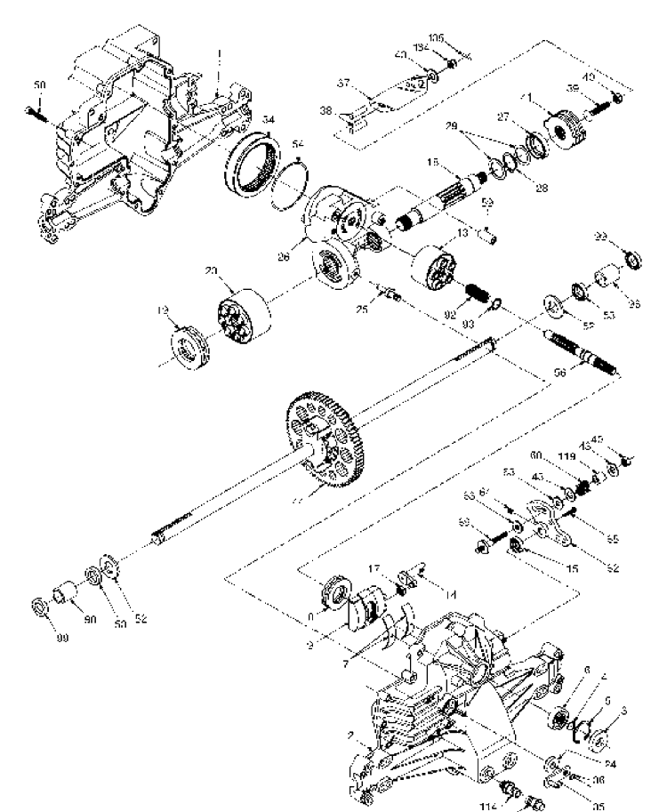 Hydro-Gear Transaxle Diagram and Parts List for LTH125 (HC125H42C)(954002721)(1996-04) Husqvarna Lawn Mower