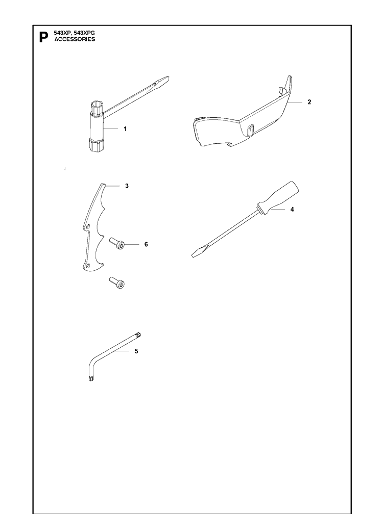 Accessories Diagram and Parts List for 543XPG 20173200001-Current Husqvarna Chainsaw