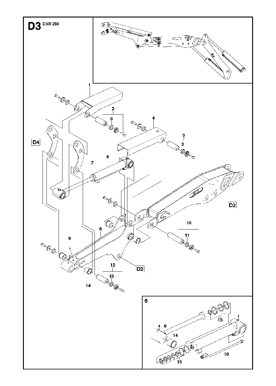 Arm Three Diagram and Parts List for DXR250 (11)(2010-09) Husqvarna Demolition Hammer