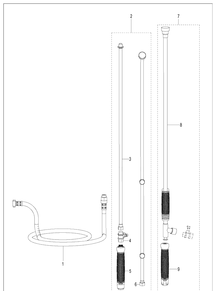 Spray Lance Diagram and Parts List for 323S15 967078301 Husqvarna Sprayer