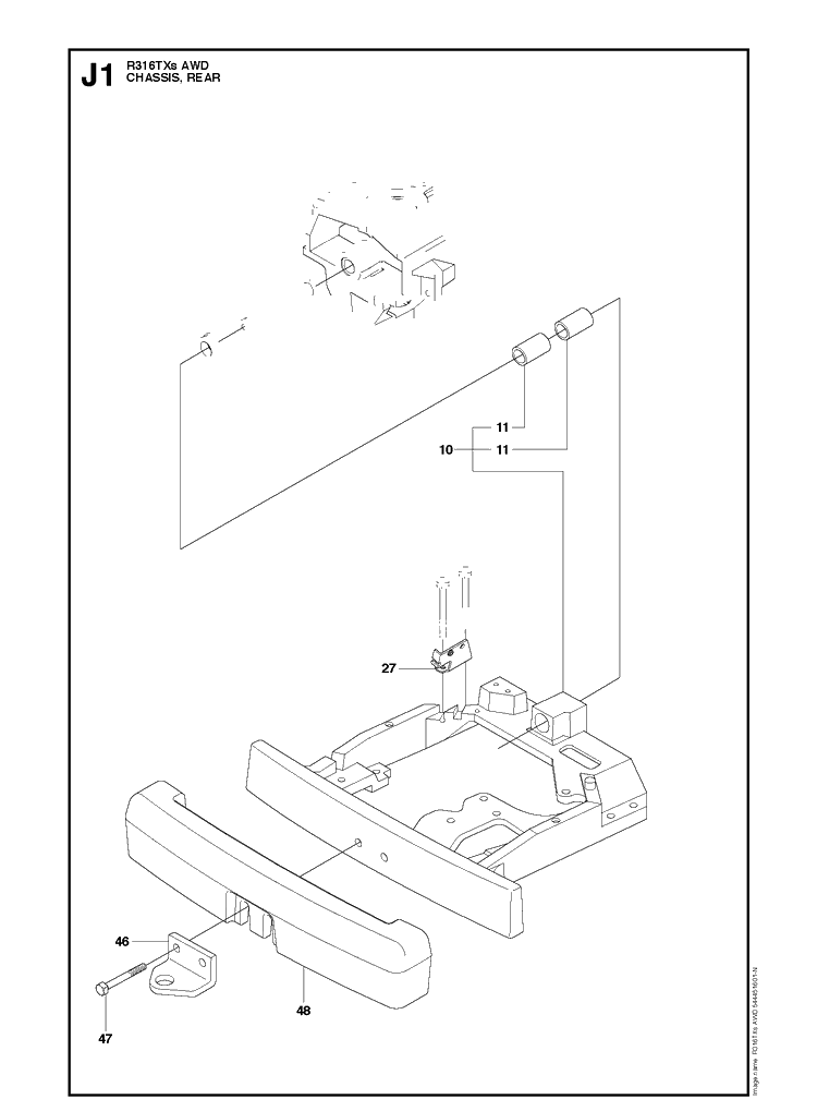 Chassis Rear 2 Diagram and Parts List for R316TXSAWD (966757801)(2012) Husqvarna Lawn Mower
