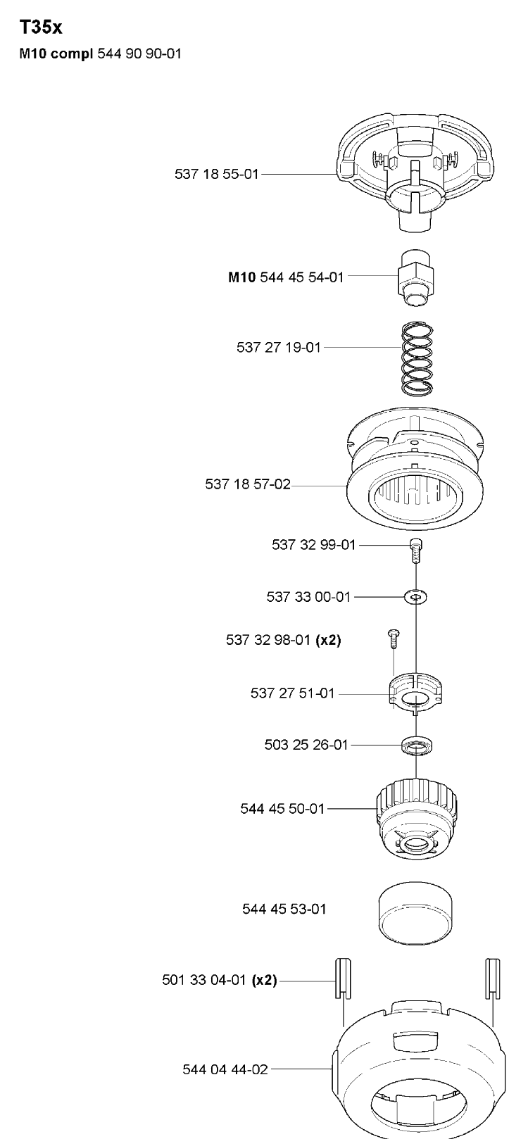 Trimmer Head Diagram and Parts List for T35X 2007-03 Husqvarna Trimmer